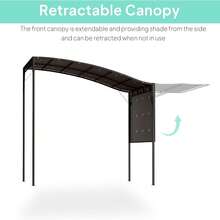 Gazebo 10' X 8' Outdoor  And Patio Gazebo, Extendable Side Awning, Sun Shade Shelter For Garden, Camper, Deck, Doors Windows, Brown - A - View 3