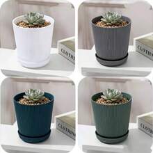 Vaso de flor Decorativo com bandeja -  Plastico - 15 cm - Visão 7