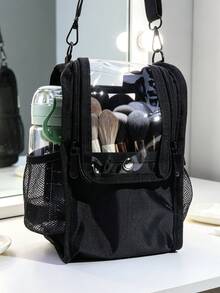 Adjustable Shoulder Strap Makeup Brush Storage Bag, Large Capacity, Professional Makeup Artist Use, Transparent Window, Dust-Proof, Travel Portable (Makeup Brushes Not Included) - Multicolor - View 8