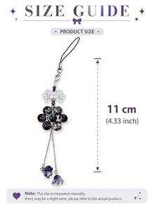 1pc Fresh Gradient Burst Crystal Phone Lanyard With Hanging Tassel And Small Flower, Gentle Girly Style, Dual-Use Bag And Key Charm - Multicolor - View 5