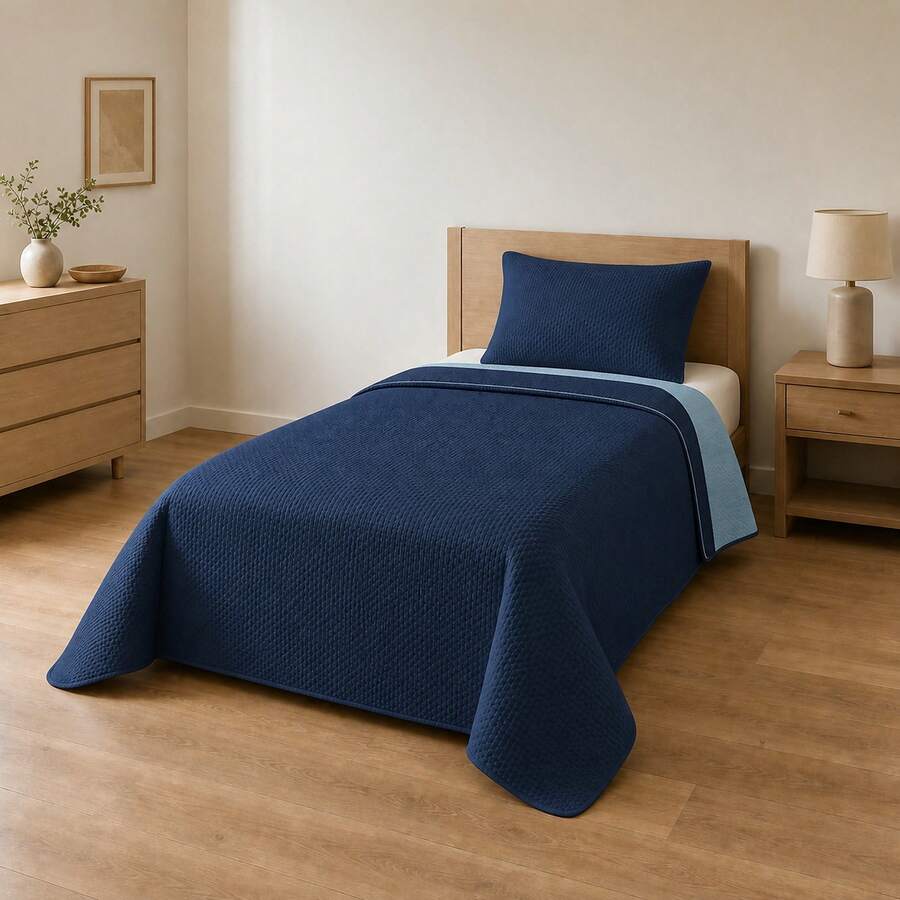 POLIGONO Quilt Sets - Navy Blue - View 1