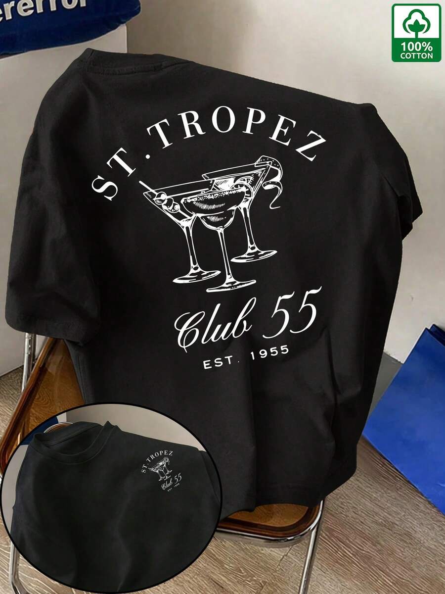 ChristmasMen'S New Short Sleeve-Shirt, Club Print Summer Round Neck Short Sleeve, Fashionable Hot Item