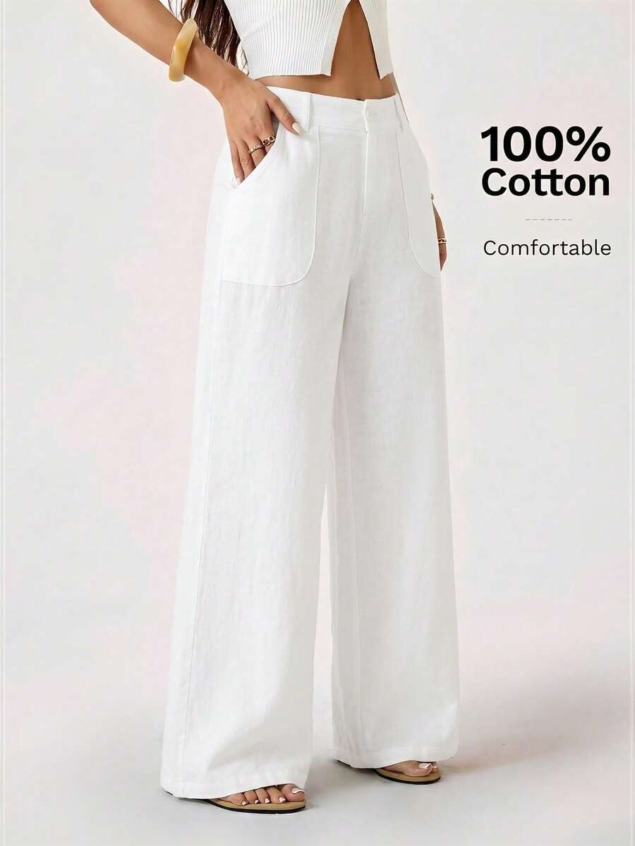 Women Pants - 白色 - 查看 1