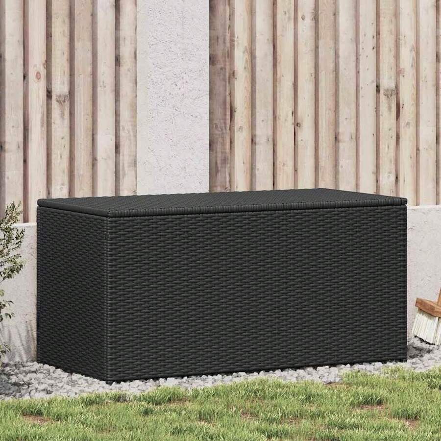 vidaXL Garden Box Cushion Box Storage Box Garden Trunk Chest Box Storage Box Cushion Box Garden Poly Rattan 100x50x50cm Black - Black - View 1