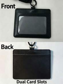 1pc Black PU Dual Slot Student Card Holder, New Semester School Commute Special, Comes With Adjustable Woven Lanyard, Can Store Student ID, Meal Card, Work Badge, Transit Pass, Community Access IC Card, Driver's License, Bank Card - View 8