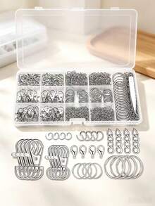 113pcs/Box Keychain Making Kit, Suitable For Jewelry Making DIY Keychain Accessories, Including Key Rings, Metal Lobster Clasp, Rotating Swivel Hook, Extension Chain And Other Craft Supplies - 13-compartment Multi-style Keychain Set - View 9