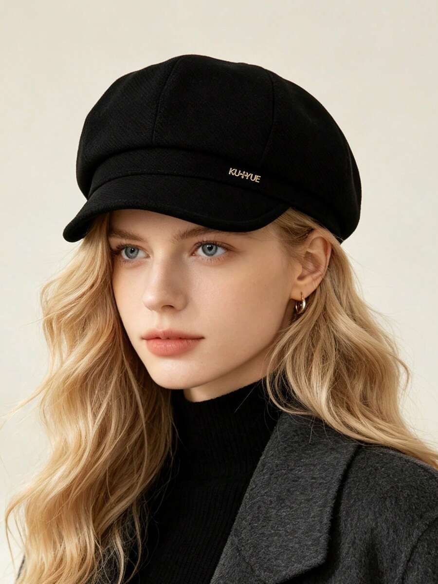 1pc Women's Beret Hat, Bohemian Party Casual Retro Court Style Cute Elegant Streetwear Solid Color Versatile Fashion Personalized Newsboy Cap, Literary Vintage Large Head Circumference Newsboy Cap, Minimalist Style Octagonal Hat, Suitable For Outdoor Travel - Multi-color - View 1