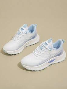 Women's Sports Shoes, Outdoor Running, Daily Casual, Fashion, Campus, Breathable & Comfortable, Durable Sole, Front Lace-Up Design (Runs Small, Please Carefully Check Your Foot Length Data) - White and Blue - View 6
