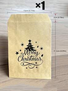 100/50/30/1pc Christmas Kraft Paper Gift Bags, Holiday Tree Pattern, Suitable For Christmas Gift Wrapping, Christmas Gifts And Christmas Storage, Perfect Christmas Packaging Supplies - One Size Fits All - View 12
