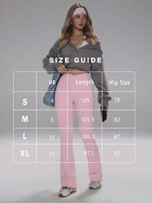 FWH Gentle Minimalist Quiet Style Girl Winter Simple Casual Style, Women's Sports Micro Flare Long Pants Pink - Pink - View 3