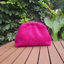 Women's Knitted Clutch Bag, Solid Color Knitted Design, Clasp Closure, Large Capacity, Classic Vintage Style, Suitable For Vacation And Travel. - Hot Pink - View 8