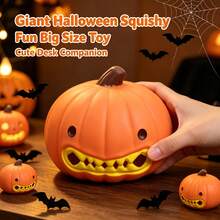 Pelota antiestrés gigante de calabaza de Halloween, juguete sensorial suave y apretable con forma de linterna de calabaza linda, recuerdo para fiesta de Halloween, relleno para bolsa de trucos o , juguete de apretar con la mano para aliviar la ansiedad - Multicolor - Ver 3