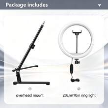 TOKQI Floor Standing Shooting Tripod With Dimmable Ring Fill Light, Adjustable Rotation Phone Holder, Multifunctional Extended Desktop Overhead Landing Stand, Suitable For Mobile Phone Live Streaming, Recording,Painting, Photography, Live Streaming - Black - View 12