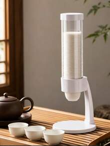 1 pieza Soporte para taza de té Kung Fu, estante vertical para tazas, estante de almacenamiento a prueba de polvo para vasos de papel sin necesidad de perforar - Blanco - Ver 4