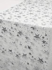 1/2/3pcs Shiny Silver Foil Star Print Table Runner, Metallic Fabric Dining Table Centerpiece Decor Cloth, Suitable For Multiple Holidays, Weddings, Birthdays, Christmas And Spring Events, Home Indoor Tabletop Decoration, Creative Holiday Gift - Silver - View 5