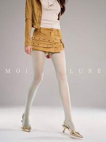 MOIRÉALLURE 1件純色適合日常穿著基礎緊身褲 - 薄荷藍 - 查看 4