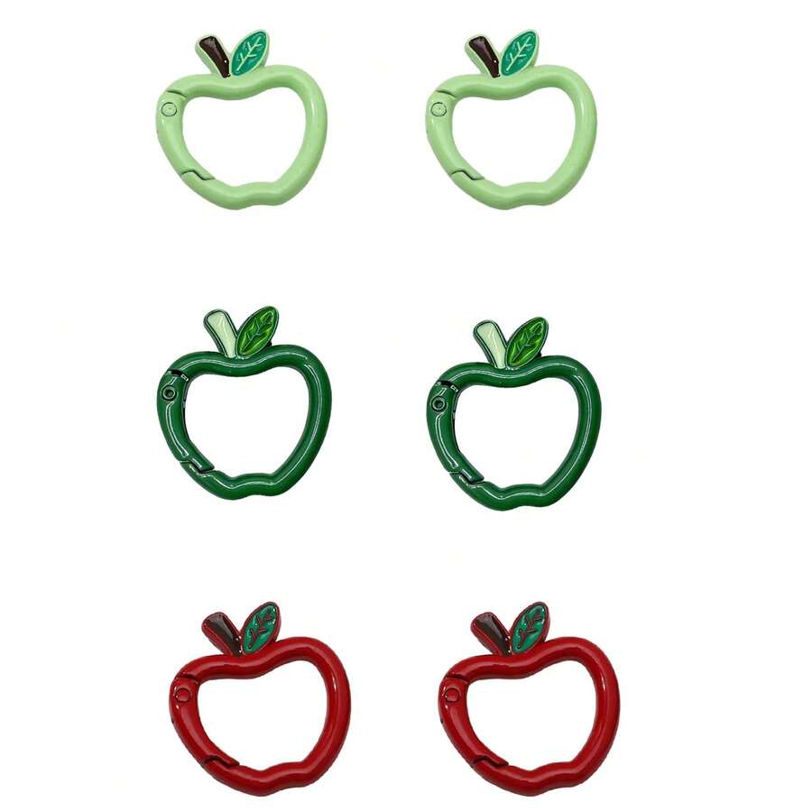 Christmas Apple Keychain 27.5mm X 30.5mm - Alloy Pendant, Suitable For DIY Jewelry, Bracelet And Necklace Making, Christmas, Key Ring