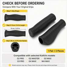 Ergonomic Handlebar Grips For KuKirin G2 Pro/G2 Master/G2 Max/G3 Pro/G4 Max/M4 Max Electric Scooter, 2pcs/Set - Black - View 5