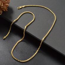 Fashion Classic 750 Italy 18k Gold Plated Shiny Woven Chain Necklace For Women Men Daily Wear - Gold - View 5