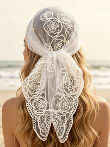 1pc Women's Rose Embroidered Scarf/Headband/All Season Fashion Street Style Headwrap/Daily Party Hair Accessory/Birthday Gift For Friends - Multicolor - View 1
