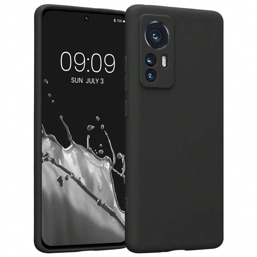 Kompatibel dengan Casing Ponsel 12, 12X, Dengan Perlindungan Kamera, Tipis, Tahan Guncangan, Fleksibel, Hitam Matte, Pelindung Silikon Lembut - Hitam - View 1