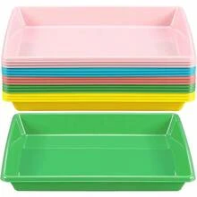 15 Pcs Activity Plastic Art Trays 14.57x 10.63x 1.77 Inch Large Crafts Organizer Serving Storage Tray Kids School Classroom Project Painting Home Organizing Supply (Pastel) - Pastel - View 1