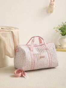 1pc Kids Floral Quilted Crossbody Storage Travel Bag With Double Zippers, Korean Style Gentle Parent-Child Outing, Suitable For All Seasons - Multicolor - View 5