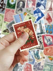 50pcs Vintage Postmark Stickers For Phone Case, Notebook, Planner, Diary, Scrapbook, Envelope, Greeting Card, Guitar, Skateboard Decoration, Self-Adhesive Birthday Gift - Multicolor - View 4