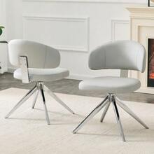 Modern Swivel Chair With Metal Frame, Comfortable Padding, 360° Swivel, Ideal For Office & Living Room - Light Gray - View 5