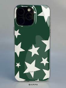 GIIPPA 1件綠色背景白色星星圖案設計手機殼，適用於Phone 17 Pro Max，兼容Phone 16 Pro Max、15 Pro Max、14 Pro Max，韓系高端時尚趣味手機殼，適合11/12/13/14/15/16 Pro Max Plus，男女通用優雅設計，聖誕節、情人節、復活節、婚禮季及生日送女友的完美禮物 - 綠色 - 查看 5