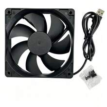 Ventilador de enfriamiento de 120x120x25mm alimentado por USB de 5V, adecuado para receptor, DVR, caja de TV, router - Negro 120x120mm - Ver 5