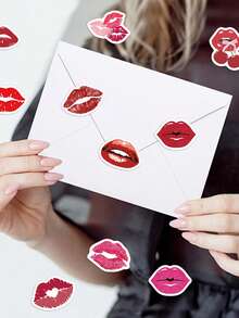 500 Pcs/Roll Red Lips Stickers-Y2K-Style Design-Perfect For Scrapbooks, Water Bottles, Suitcases, And Party Favors - Multicolor - View 2