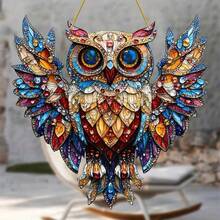 Colorful Owl 2D Acrylic Decorative Pendant, Dual-Color Hanging Ornament, Multi-Color Charm - A - View 2