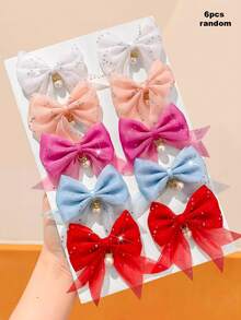 10/6/2pcs Fine Glitter Pearl Bow Hair Clips, Durable And Hair-Friendly, Sweet And Cute Hair Accessories - Suitable For Women And Girls, Daily, School, Party, Vacation - Multicolor - View 10