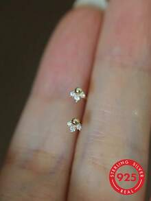 Bông tai nụ mini đuôi cá tinh tế tối giản bằng bạc Sterling 925 - Vàng - Xem 1