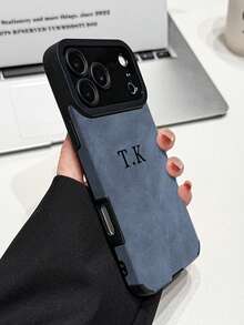1件可客製化DIY姓名手機殼，可客製化字母與姓名，適用於Apple 18ProMax/17ProMax/16Pro/15/14Plus/13 Pro/12ProMax/11/XsMax及手機配件，柔軟PU皮革材質，防震防刮防指紋，柔軟TPU全包覆式手機殼，個性化手機殼禮物的理性選擇，適合送給伴侶、商務夥伴、家人、好友，生日或週年紀念個性化禮物 - 藍色 - 查看 3
