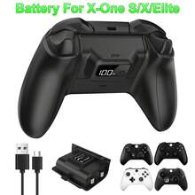 Xb Ox One S/X/Elite Controller Battery Pack, 1200mAh With LED Digital Display Shows 1% Power, 3-4H Fast Charge For 40H Playtime, 2000+ Rechargeable Cycles, ABS Material, Black, Rechargeable Battery, Fits Xb Ox One S/X/Elite (Not For Series X/S) - Black - View 3