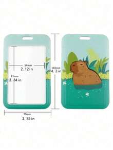 1pc Cute Capybara Lanyard Card Holder, Hard Shell Keychain Accessory, Suitable For School ID And Identity Card, First Day Of School - Multicolor - View 8