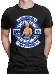 Camiseta Gráfica de Lucha Libre para Hombre de Joe Hendry - Diseño "Di su Nombre, Aparecerá 2025", Cuello Redondo, Manga Corta, Ropa Casual para Fanáticos, Camiseta de Lucha Libre, Ropa Casu - Negro - Ver 6