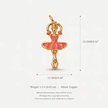 1pc Elegant Style 14K Gold Plated Copper Ballet Dancer Pendant, New Design Charm For Women's DIY Daily Bracelet, Necklace, Keychain Decoration - Multicolor - View 16