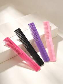 4Pcs/1pc Hair Cutting Comb Set, Multi Color Dual Teeth Anti Static Barber Styling Combs, Durable Plastic Salon Hairdressing Tools Kit For Haircut Braiding Ponytail All Hair Types Men Women Daily Hair Grooming Accessories - Multicolor - View 2