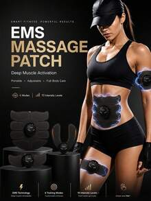 AXH. Abdominal Muscle Stimulator, Muscle Shaping Trainer, Portable Smart Wireless Fitness Device, Unisex, Suitable For Abdominal, Arm And Leg Workouts, Home And Office Use - Black - View 2