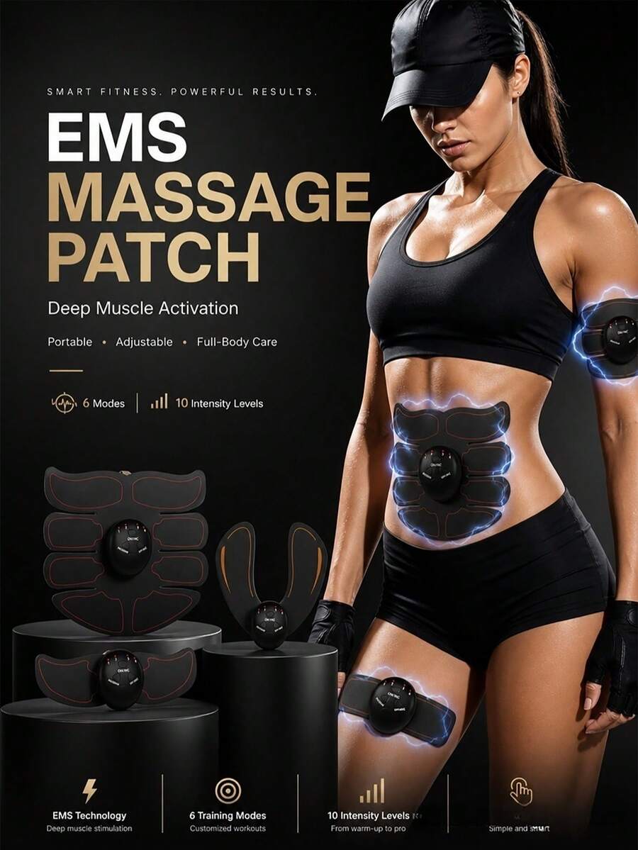 AXH. Abdominal Muscle Stimulator, Muscle Shaping Trainer, Portable Smart Wireless Fitness Device, Unisex, Suitable For Abdominal, Arm And Leg Workouts, Home And Office Use