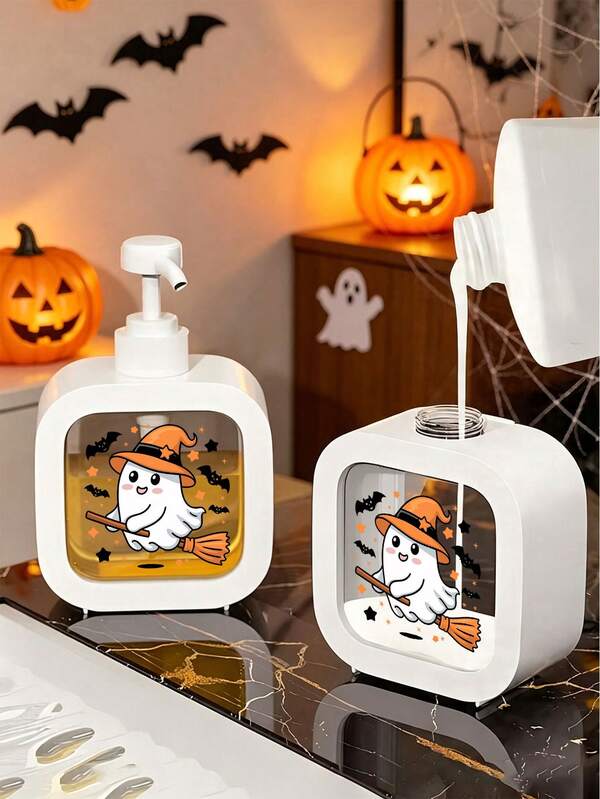 Neuer süßer Halloween-Seifenspender - Feuchtigkeitsspendende Handseifen-Pumpflasche für Badezimmer und Küchenspüle - Dekoratives Seifenspender-Set mit Pumpe - Nachfüllbarer Seifenbehälter - Ideal für Badezimmerzubehör und Küchenspülzubehör