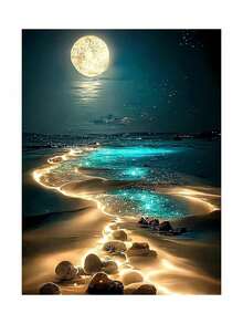 1pc Diamond Painting Kit Beach Landscape New Series Full Drill Mosaic 5D DIY Cross Stitch Kit Diamond Art Home Decor Multiple Sizes Available Unframed - round diamond - View 8