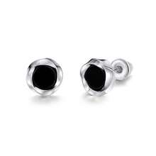 Smooth Twisted Infinity Heart Stud Earrings, Unisex Black Gemstone Mini Studs, High-End Romantic Holiday Gift For Her/Him, Versatile Minimalist Fashion Jewelry For Office And Date Night - one-size - View 9