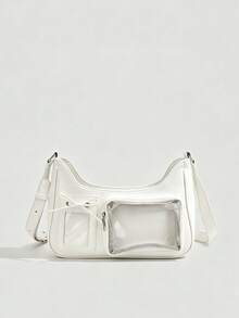 2025 New Japanese Style Bow Decor Crossbody Bag, Transparent, Anime-Inspired, Commute & Everyday Use - White - View 2