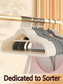 20pcs Velvet Hangers Non-Slip Space-Saving Closet Storage Organizer Durable Plastic Rack For Bedroom Bathroom Office Dorm Home Clothing Organizer - Multicolor - View 6