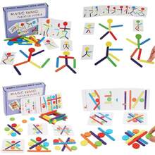 Wooden Creative Stick Puzzle, Colorful Stick-Shaped Character Matching Game With Gradient Difficulty Challenge Cards, Montessori Spatial Thinking And Fine Motor Skills Educational Toy, Preschool Learning Gift For Boys And Girls - Multicolor - View 6