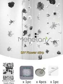 MEHELANY 一套粉色DIY人造花环挂饰，包含挂钩、珍珠链，轻巧的花卉墙面DIY装饰，适用于婚礼拱门、生日派对、春季家居花园、桌面、庭院藤蔓装饰 - 粉色 - 查看 9